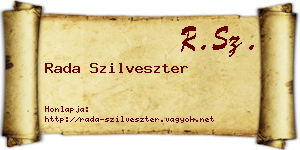 Rada Szilveszter névjegykártya